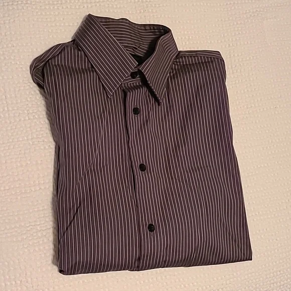 express design studio mens dress shirt Express Design Studio Mens Shirt Classic Fit Striped Blue/White Cotton  Dress M